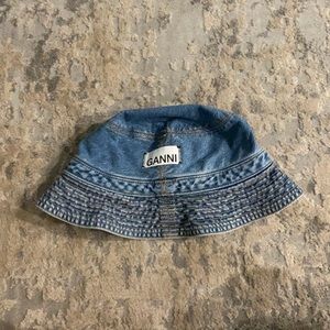 Blue denim Ganni bucket hat